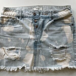 Forever 21 Light Blue and White Distressed Mini Skirt